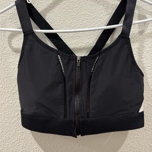 Fabletics Black Front-Zip Racerback Sports Bra no size tag small to medium